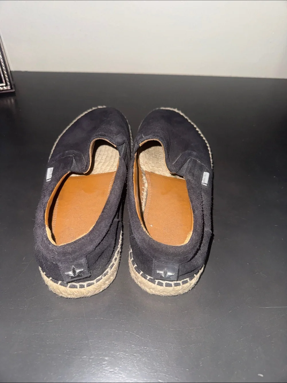 Jimmy Choo Black Suede Slip-On Espadrilles
